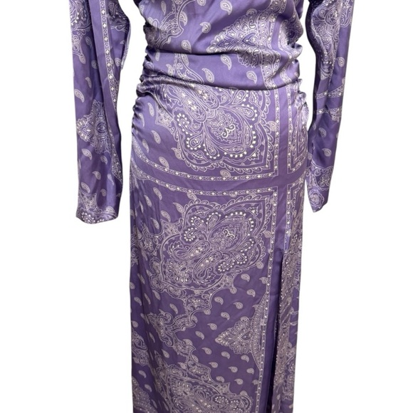ZARA Purple Paisley Print Satin‎ Midi Dress Blogger Favorite sz XS Party Wedding - Picture 15 of 16